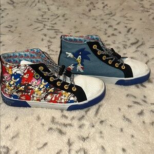 Kids Blue Sonic Themed High-Top Sneakers